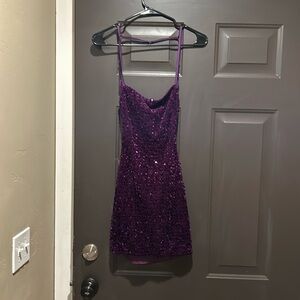 Fashion Nova Purple Sequin Cocktail Dress